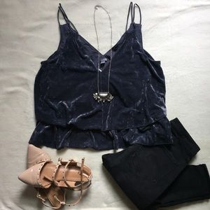 NWT American Eagle Blue Velvet Layered Cami